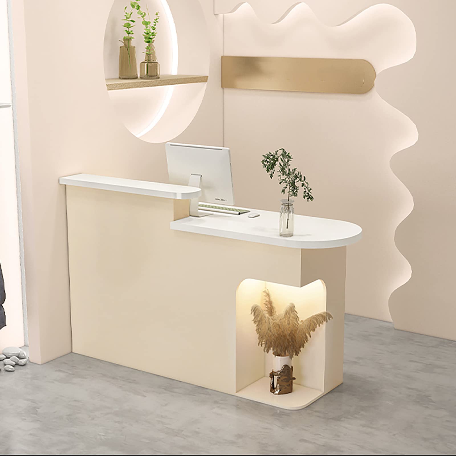 Amazon.co.jp: レジカウンター 受付カウンターテーブル 木製スモール